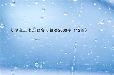 大学生土木工程实习报告2000字（12篇）